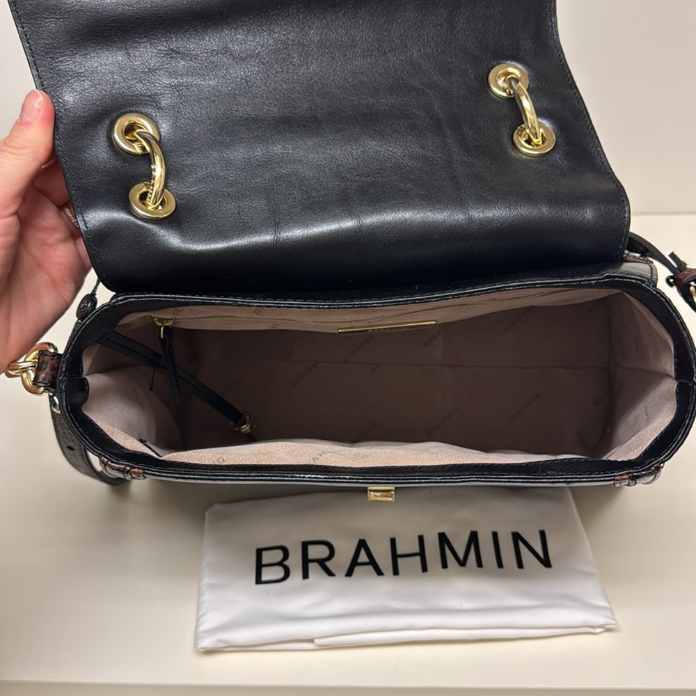 NWT Brahmin Brinley Black Tuscan Tri-Texture Leather Tote - Picture 12 of 13